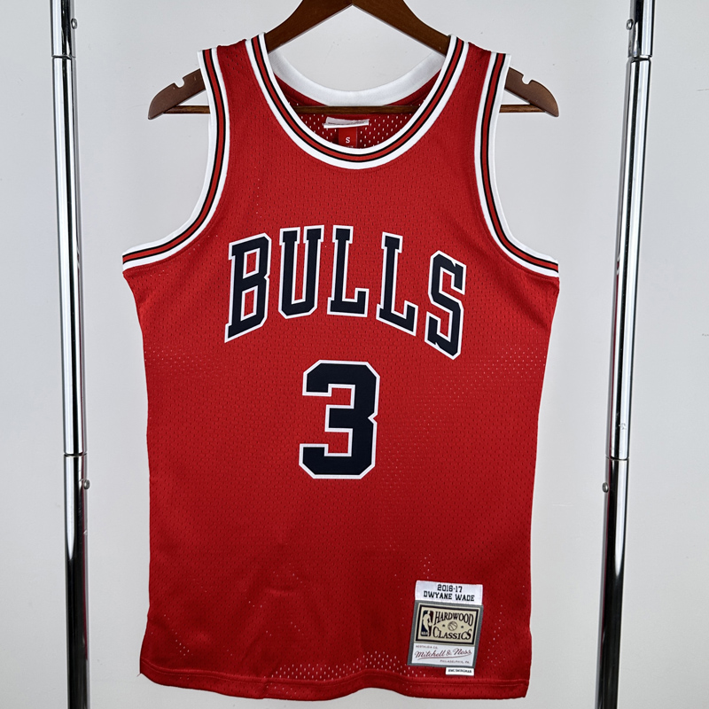 2016-2017 BULLS WADE #3 Red Retro Top Quality Hot Pressing NBA Jersey(圆领）