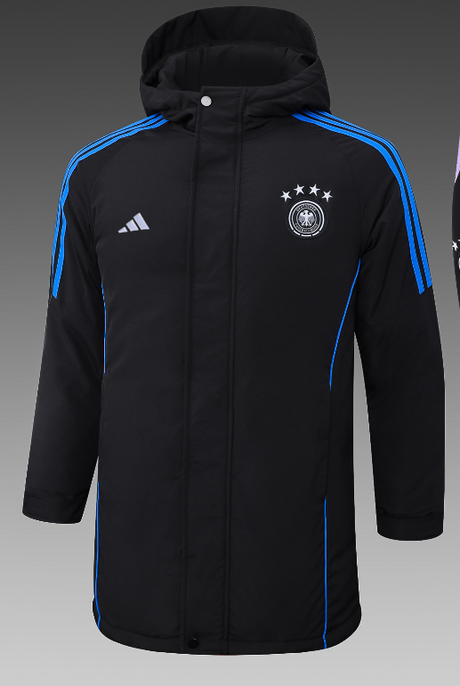 24-25 Germany Black Hooded Windbreaker Fabric Cotton Coat #G201