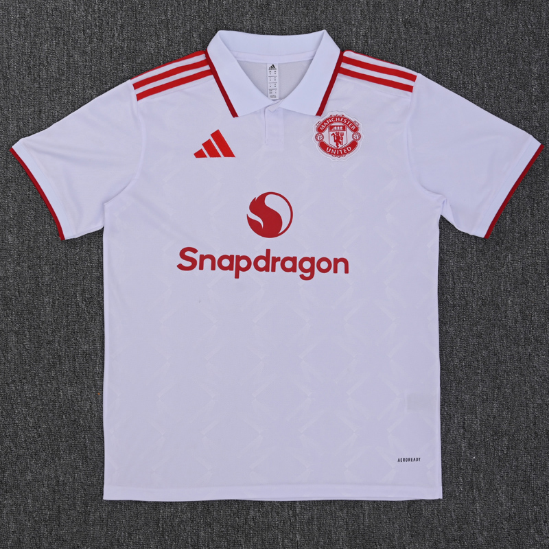 25-26 Man Utd White Polo Short Sleeve