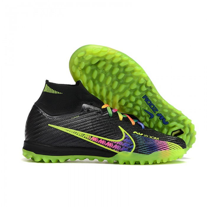 Air Zoom Mercurial Vapor XV Elite TF High Soccer Shoes-Black/Green-7944414