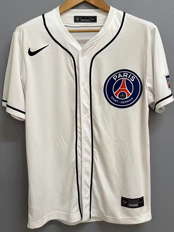 25-26 PSG White Casual Edition Baseball Jersey