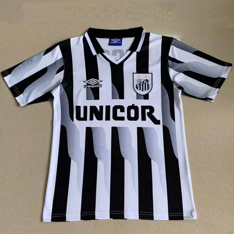 1998-1999 Santos FC White and Black Retro Socce...