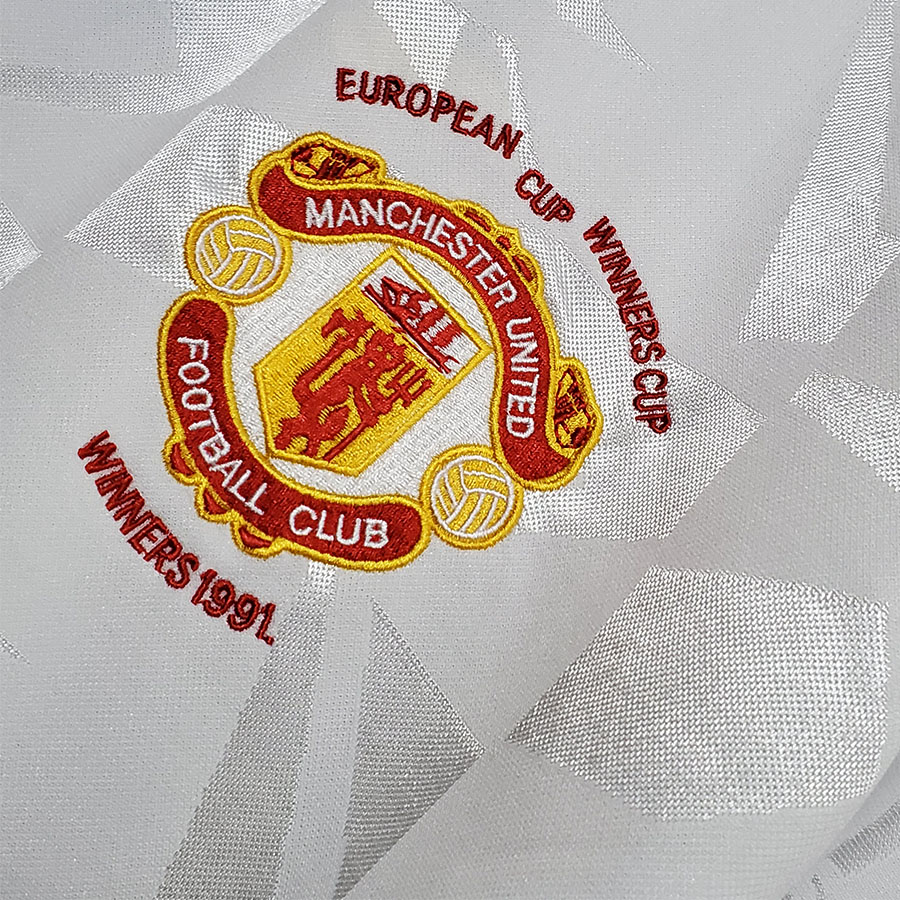 1991 Man Utd Away White Retro Soccer Jersey