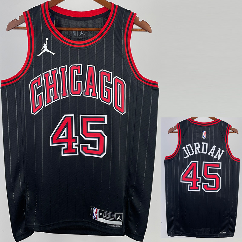 22-23 BULLS JORDAN #45 Black Top Quality Hot Pr...
