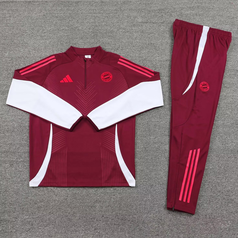 24-25 Bayern Deep Red Half Pull Tracksuit (半拉链)