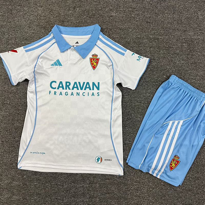 25-26 Zaragoza Home Kids Soccer Jersey