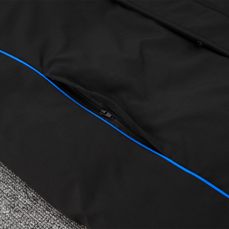 24-25 Bayern Black Hooded Windbreaker Fabric Cotton Coat #G209