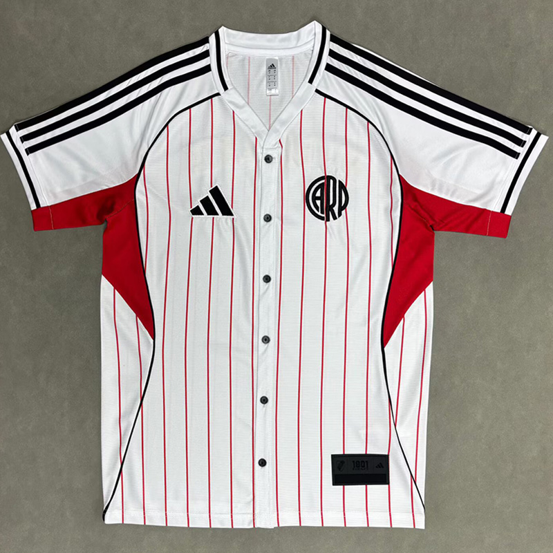 25-26 River Plate White Casual Edition Baseball Jersey