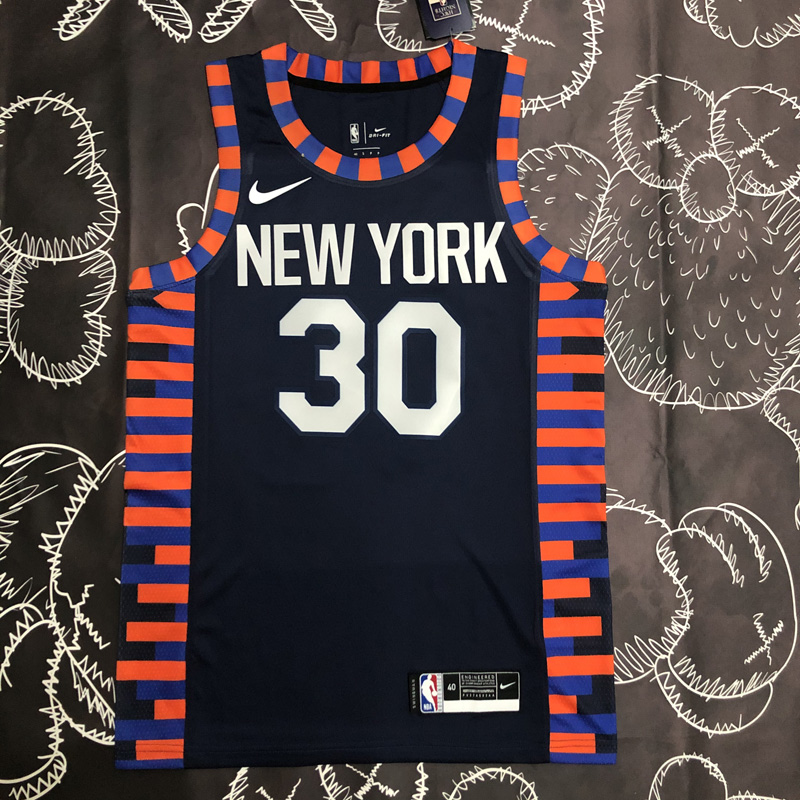 KNICKS RANDLE #30 Black Top Quality Hot Pressin...