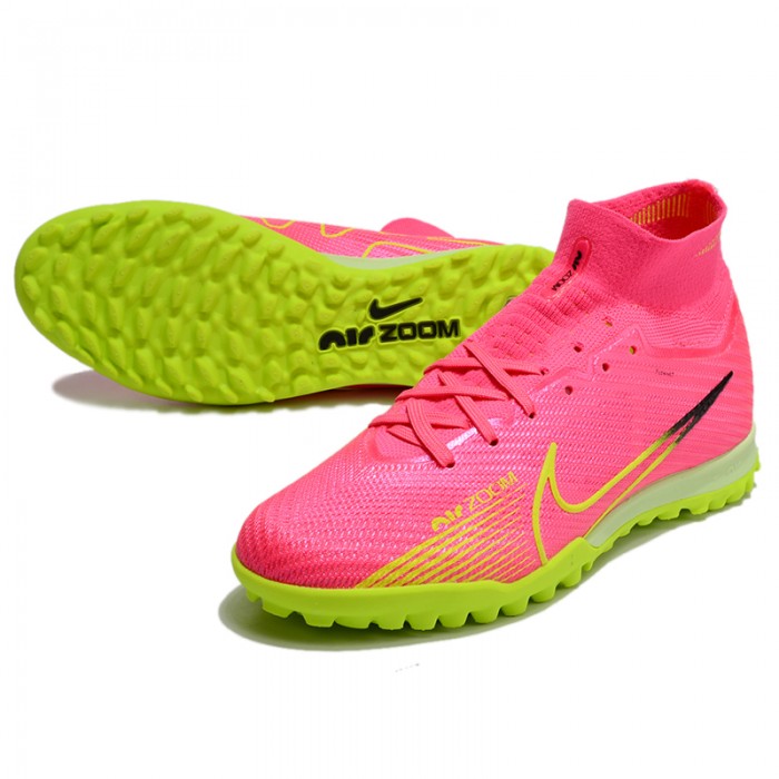 Air Zoom Mercurial Vapor XV Elite TF High Soccer Shoes-Pink/Green-192636