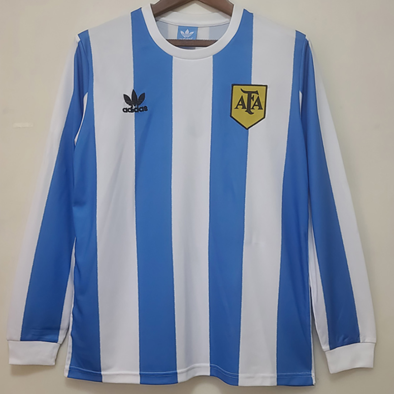 1978 Argentina Home Long Sleeve Retro Soccer Je...