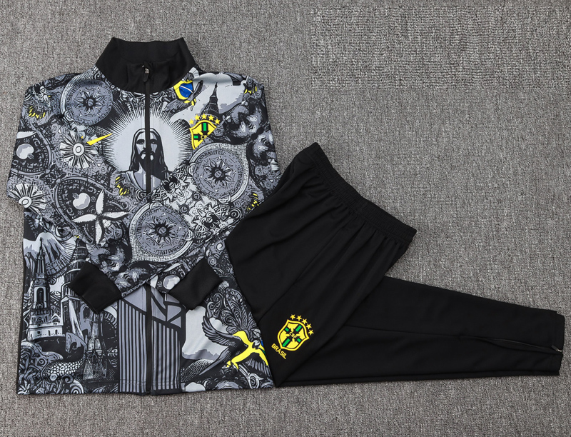 24-25 Brazil Black Jacket Tracksuit #A808(喷墨)