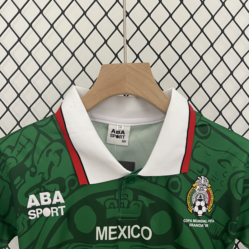 1998 Mexico Home Kids Retro Soccer Jersey