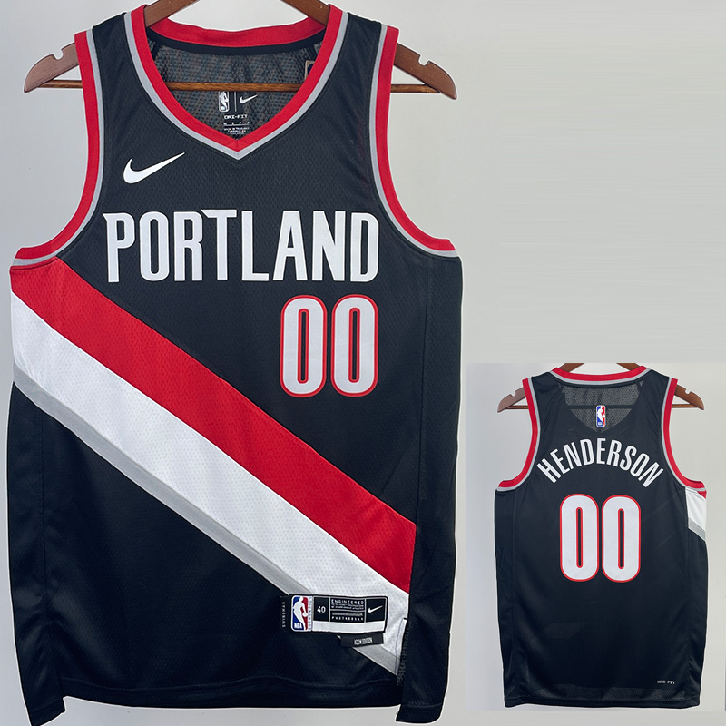 22-23 Trail Blazers HENDERSON #00 Black Top Qua...