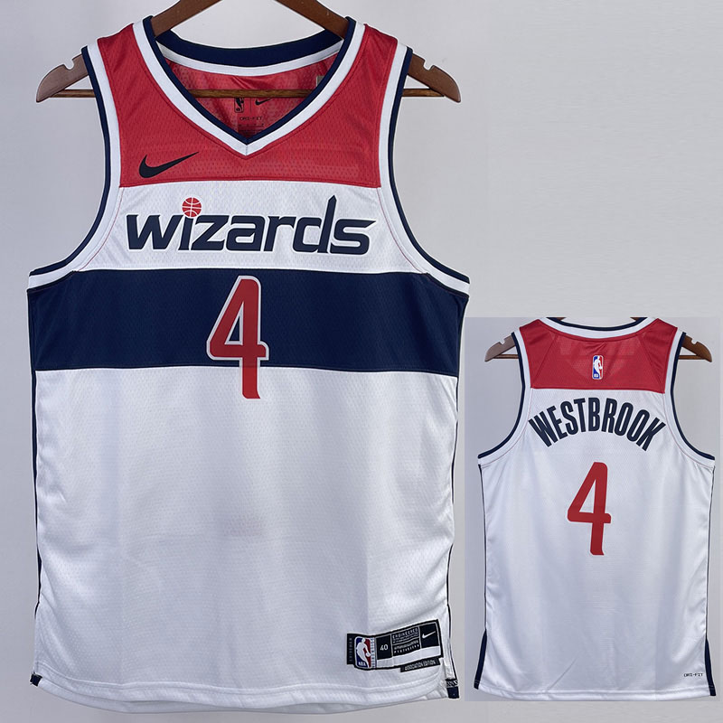 22-23 Wizards WESTBROOK #4 White Top Quality Ho...