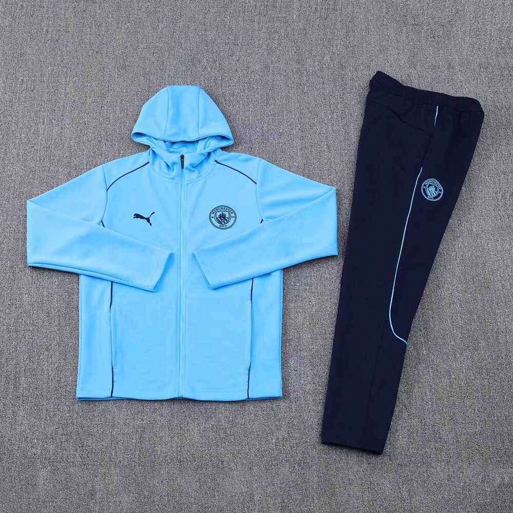 24-25 Man City Blue Beige Hoodie Jacket Tracksuit