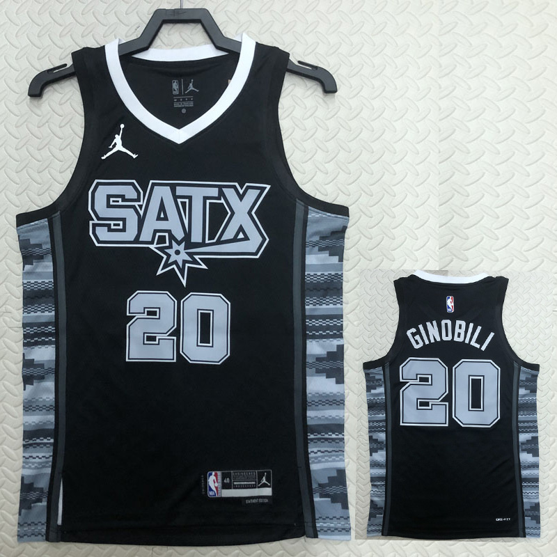 22-23 SA Spurs GINOBILI #20 Black Top Quality H...