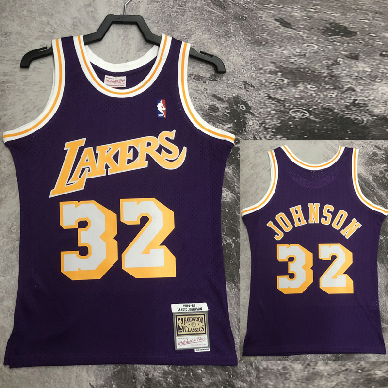1984-85 LAKERS JOHNSON #32 Purple Retro Top Qua...