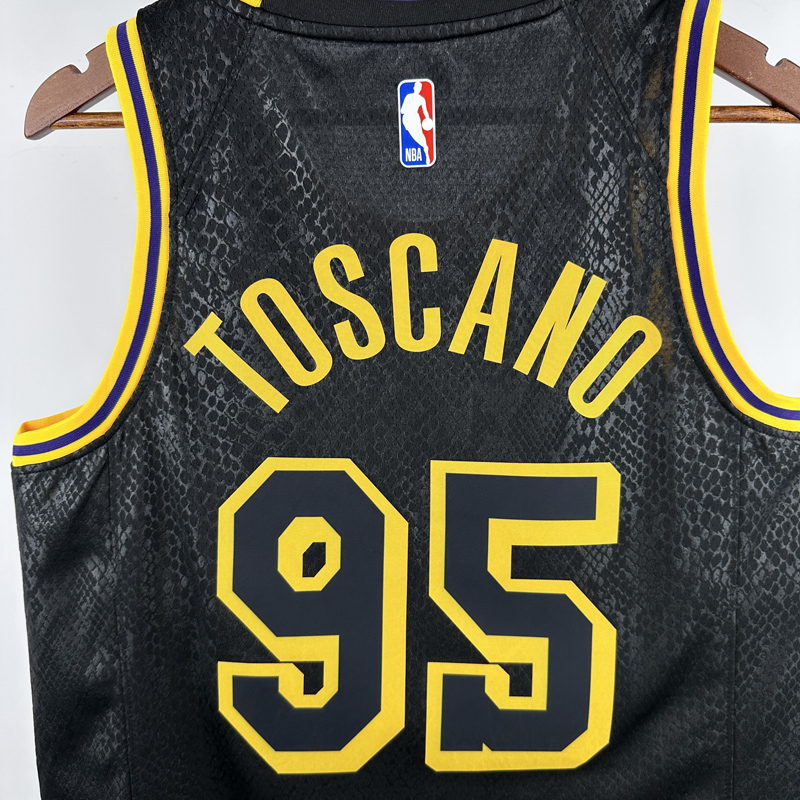 LAKERS TOSCANO #95 Black Top Quality Hot Pressing NBA Jersey(蛇纹)