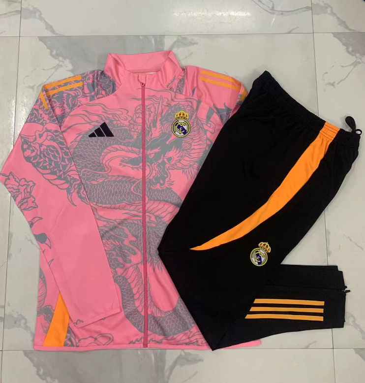 2425 Long Pull Real Madrid Pink (Inkjet Dragon) Training Tracksuit