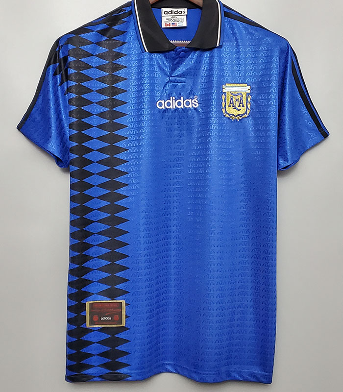 1994 Argentina Away Retro Soccer Jersey (钢印纹)