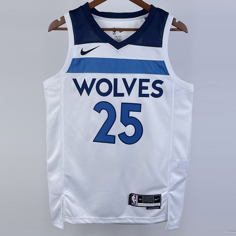 22-23 Timberwolves ROSE #25 White Top Quality H...
