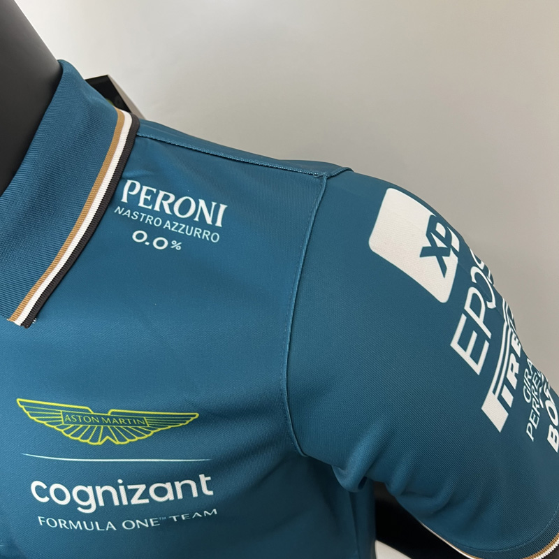 2023 F1 Aston Martin Polo Green Racing Suit(有领)