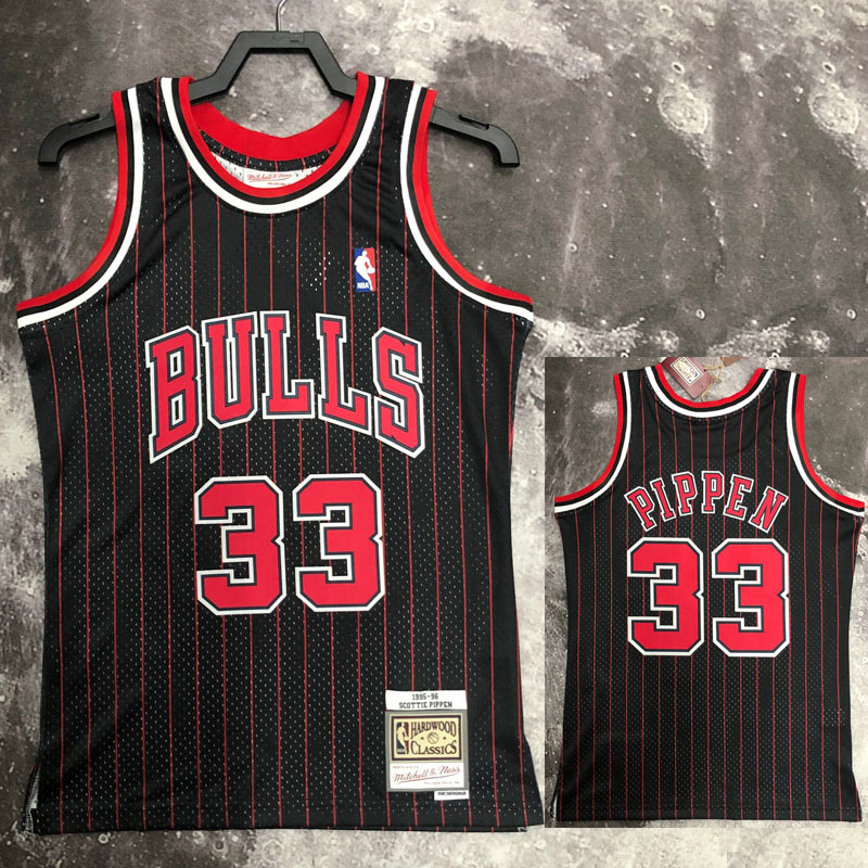 1996 BULLS PIPPEN #33 Black Retro Top Quality H...