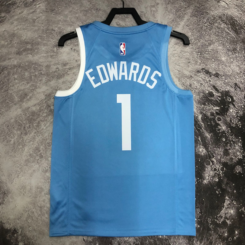 2019-20 Timberwolves EDWARDS #1 Sky Blue Retro ...
