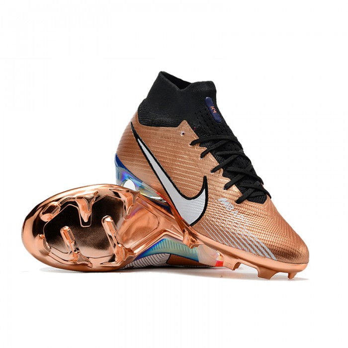 2022 World Cup in Qatar Mbappé Air Zoom Mercurial Vapor XV Elite FG High Soccer Shoes-Gold/Black-362388