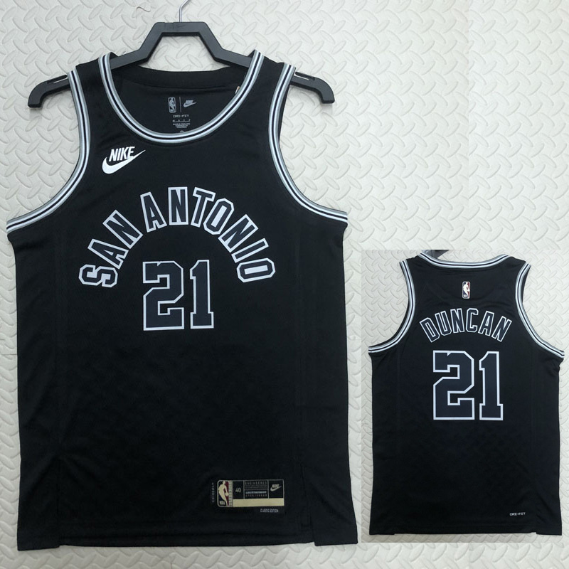 22-23 SA Spurs DUNCAN #21 Black Top Quality Hot...