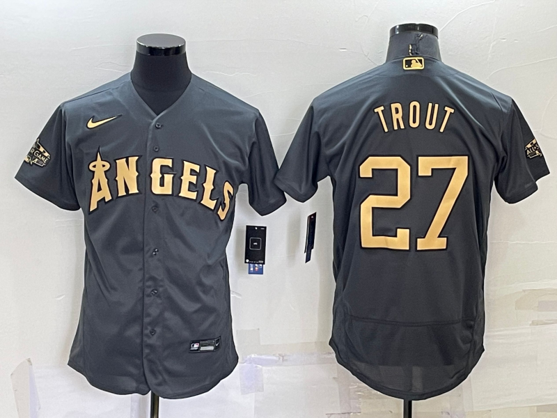 2022 Men's Los Angeles Angels Trout 27 black MLB Jersey