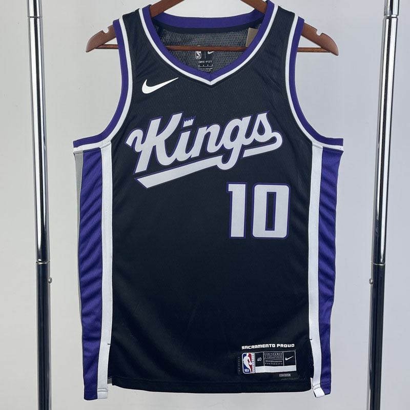 23-24 Kings SABONIS #10 Black Top Quality Hot P...