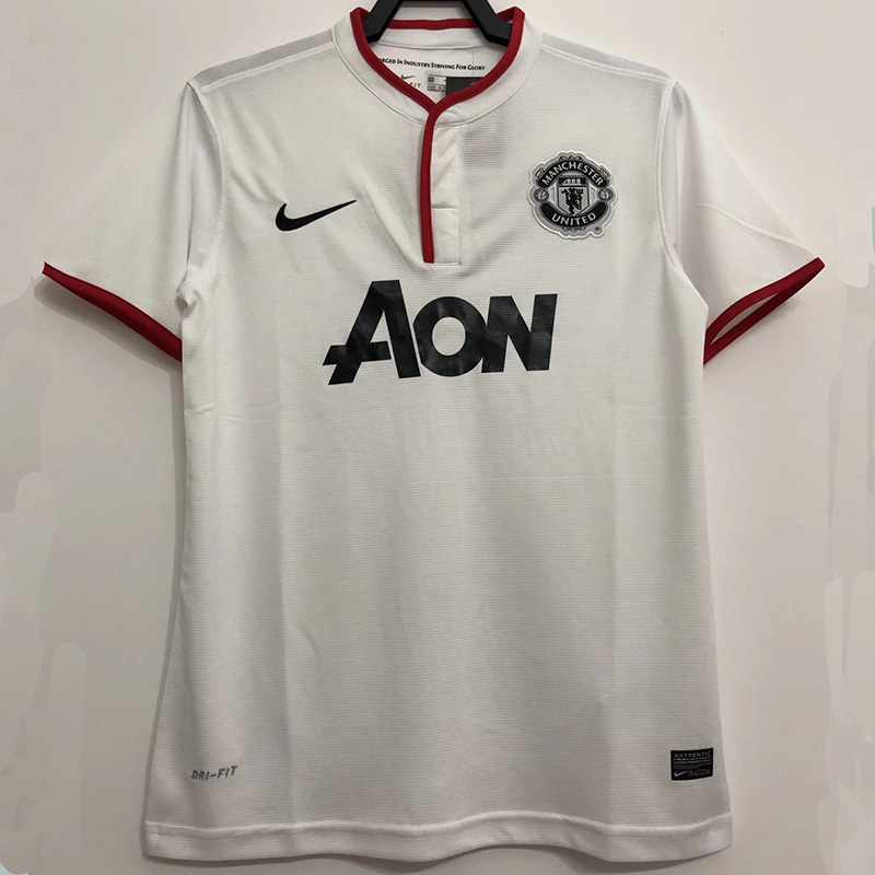 2013-2014 Man Utd Away White Retro Soccer Jersey