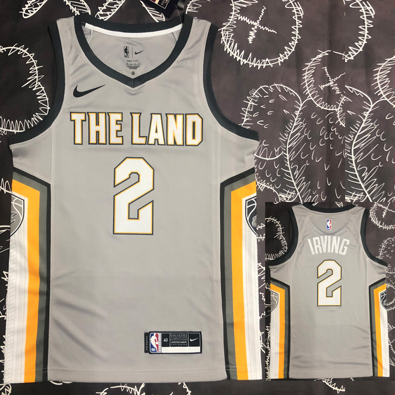 2018 Cleveland Cavaliers IRVING #2 Gray Top Qua...