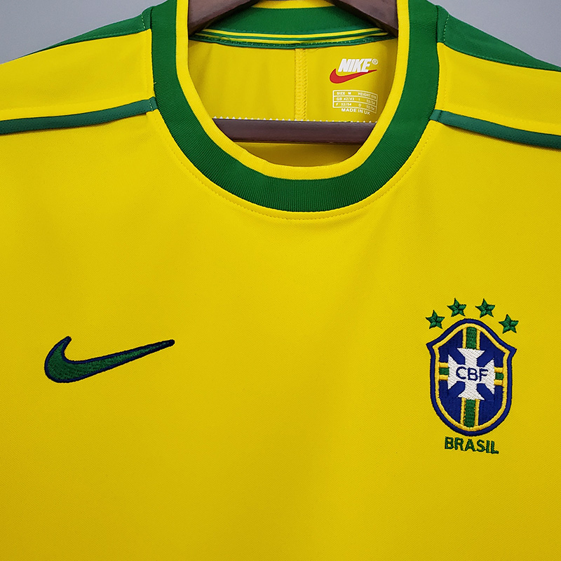 1998 Brazil Home Retro Soccer Jersey(亲笔签名 号码)