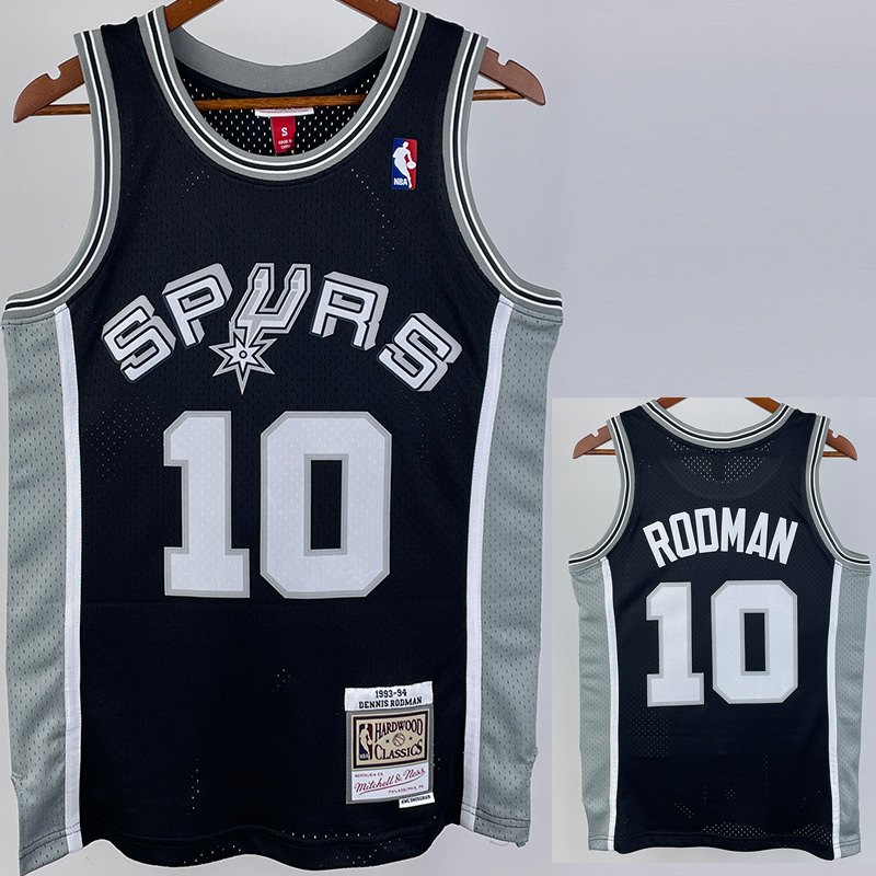 1993-94 SA Spurs RODMAN #10 Black Retro Top Qua...