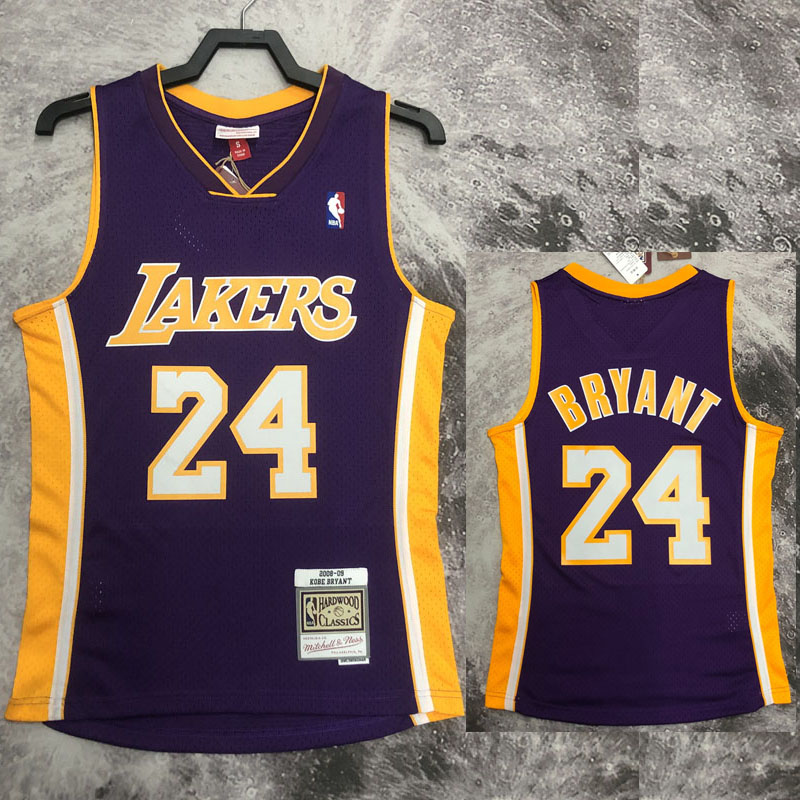 2009 LAKERS BRYANT #24 Purple Retro Top Quality...