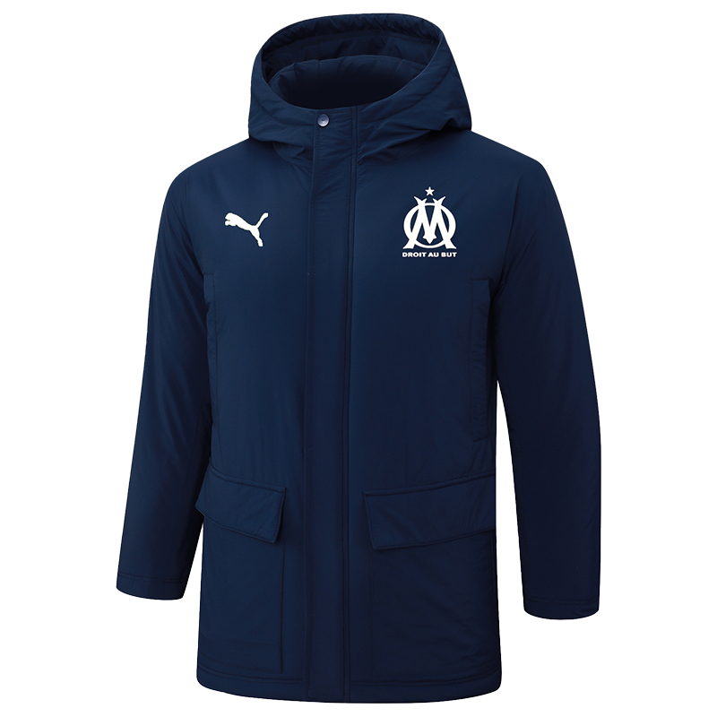 24-25 Marseille Royal Blue Hooded Windbreaker Fabric Cotton Coat #G245(白标)