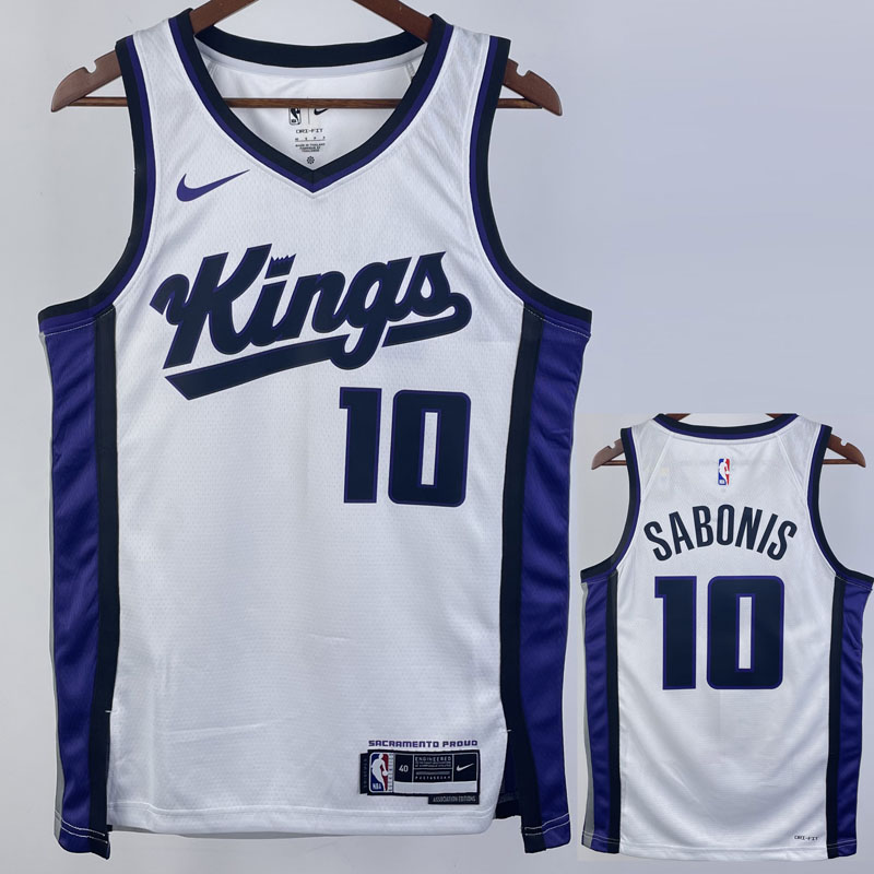 23-24 Kings SABONIS #10 White Top Quality Hot P...