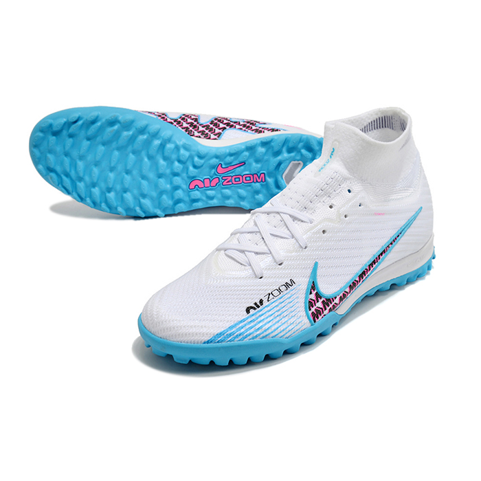 Air Zoom Mercurial Vapor XV Elite TF High Soccer Shoes-White/Blue-7434115