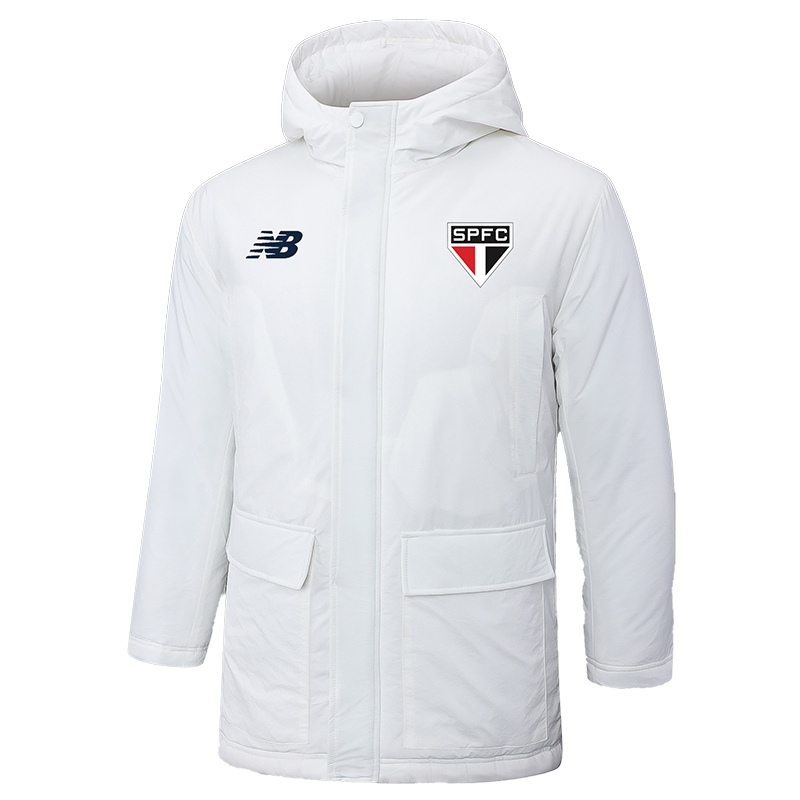 24-25 Sao Paulo White Hooded Windbreaker Fabric Cotton Coat #G260