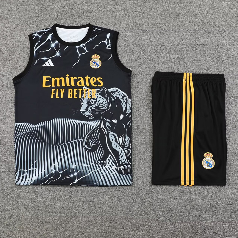 24-25 RMA Black white Tank top and shorts suit *豹黑灰