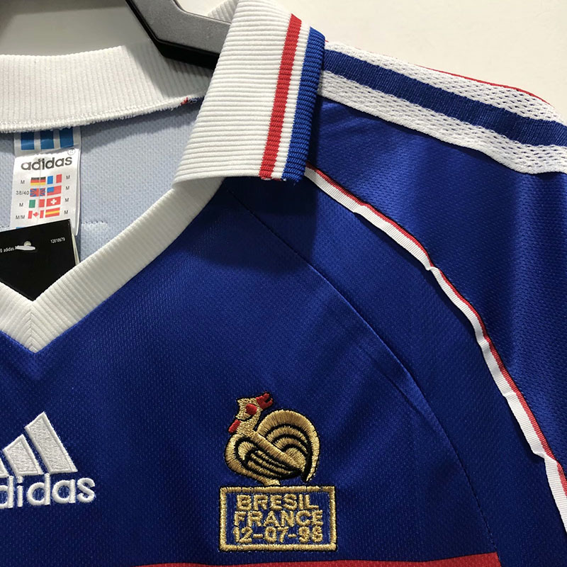 1998 France Home Long Sleeve Retro Soccer Jerse...