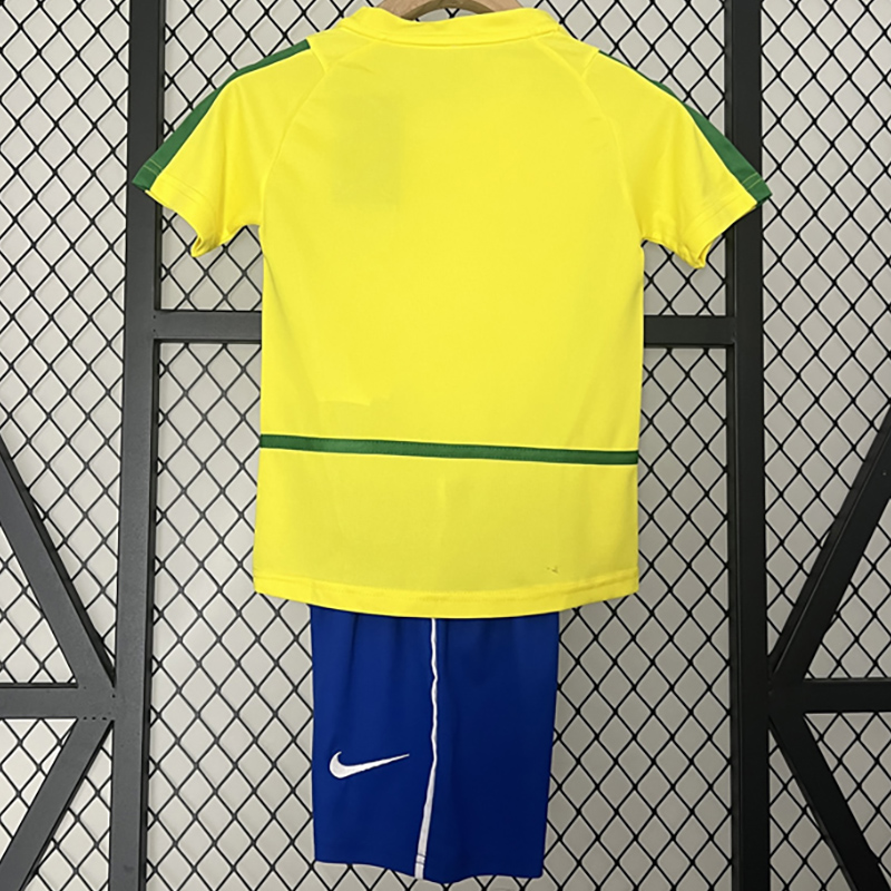 2002 Brazil Home Kids Retro Soccer Jersey