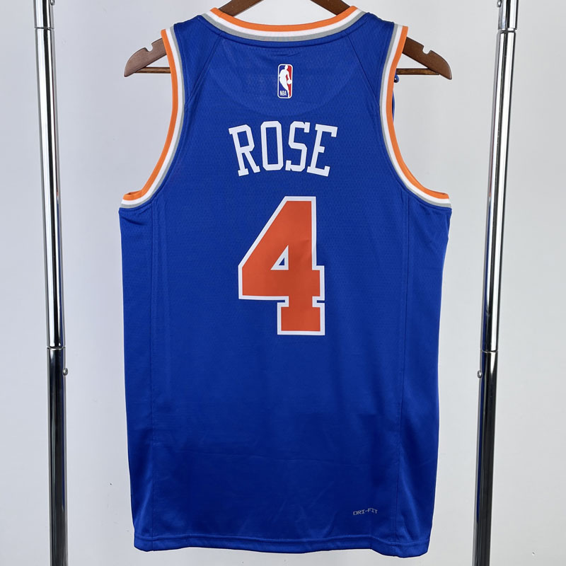 22-23 KNICKS ROSE #4 Blue Top Quality Hot Press...