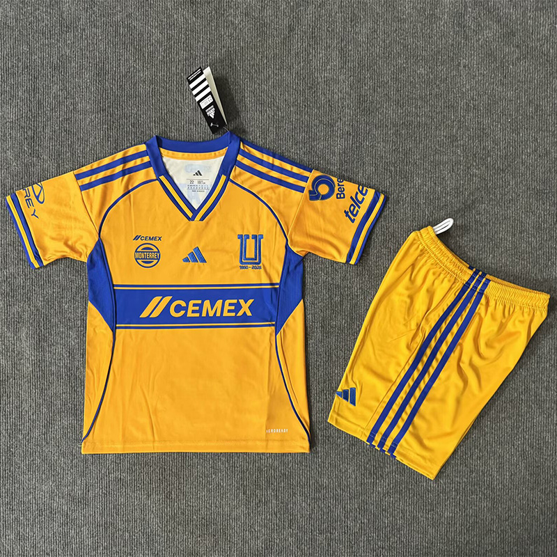 25-26 Tigres UANL Home Kids Soccer Jersey