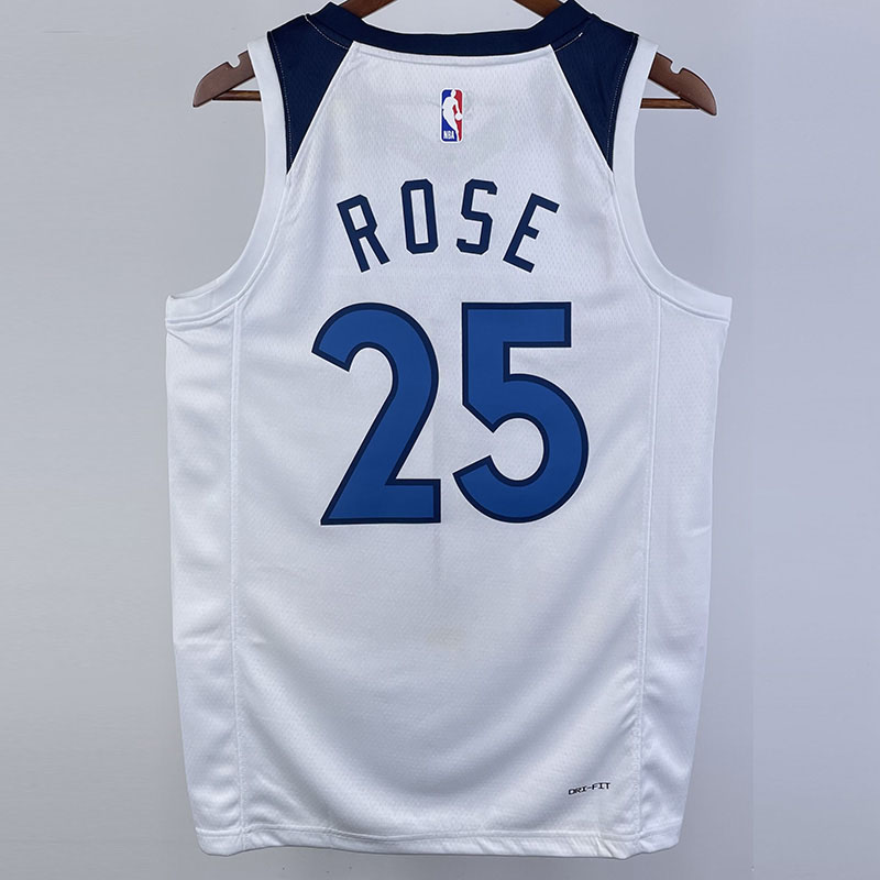 22-23 Timberwolves ROSE #25 White Top Quality H...