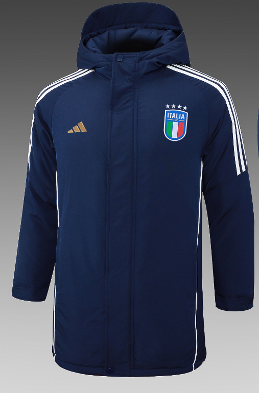 24-25 Italy Royal Blue Hooded Windbreaker Fabric Cotton Coat #G223