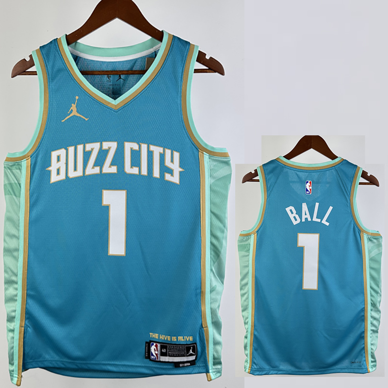 23-24 Hornets BALL #1 Blue City Edition Top Qua...
